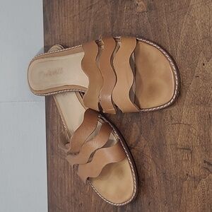 Madewell Vachetta Leather Wave Slide Strappy Slip-on Sandal Women's sz 7
